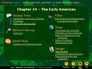 Chapter 14 The Early Americas Section Notes Video