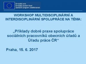 WORKSHOP MULTIDISCIPLINRN A INTERDISCIPLINRN SPOLUPRCE NA TMA Pklady