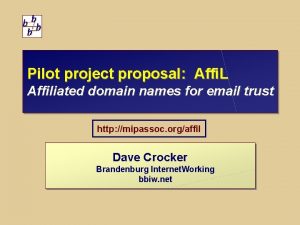 Pilot project proposal Affi L Affiliated domain names