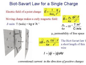 BiotSavart Law for a Single Charge Electric field