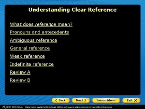 Understanding Clear Reference What does reference mean Pronouns