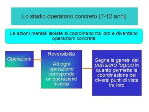 Lo stadio operatorio concreto 7 12 anni Le