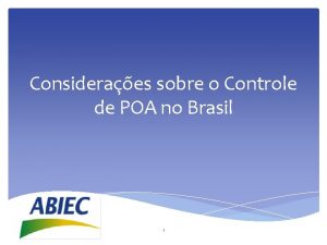 Consideraes sobre o Controle de POA no Brasil
