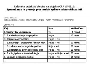 Delavnica projektne skupine na projektu CRP V 5