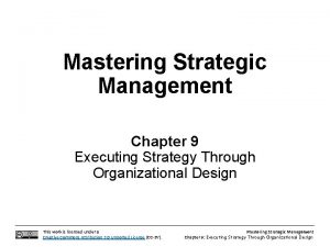 Mastering Strategic Management Chapter 9 Executing Strategy Through