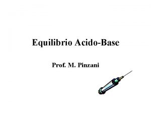 Equilibrio AcidoBase Prof M Pinzani p H H