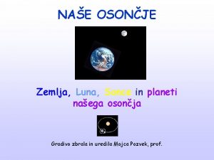 NAE OSONJE Zemlja Luna Sonce in planeti naega