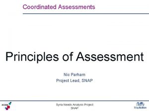 Coordinated Assessments Principles of Assessment Nic Parham Project