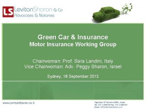 Green Car Insurance Motor Insurance Working Group Chairwoman