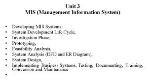 Unit 3 MIS Management Information System Developing MIS