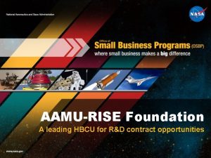 AAMURISE Foundation A leading HBCU for RD contract