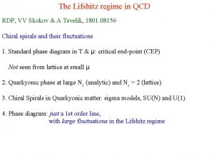 The Lifshitz regime in QCD RDP VV Skokov