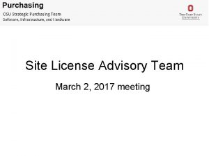 Site License Advisory Team March 2 2017 meeting