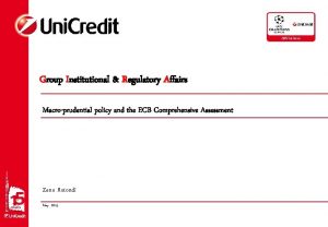 Group Institutional Regulatory Affairs Macroprudential policy and the