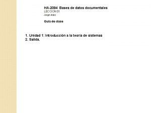 HA2094 Bases de datos documentales LECCION 01 Jorge