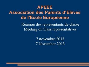 APEEE Association des Parents dElves de lEcole Europenne