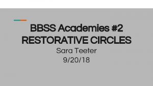 BBSS Academies 2 RESTORATIVE CIRCLES Sara Teeter 92018