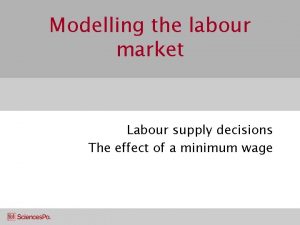 Modelling the labour market Labour supply decisions The