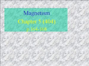 Magnetism Chapter 5 404 p 164 168 What