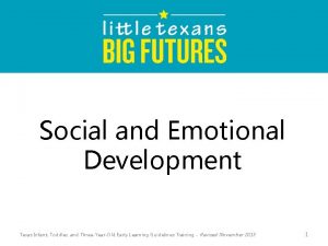 Social and Emotional Development Texas Infant Toddler and