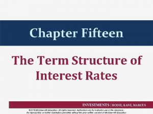 Chapter Fifteen The Term Structure of Interest Rates