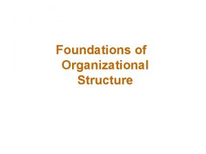 Foundations of Organizational Structure What Is Organizational Structure