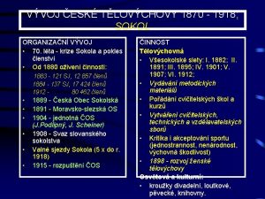 VVOJ ESK TLOVCHOVY 1870 1918 SOKOL ORGANIZAN VVOJ