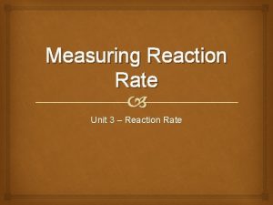 Measuring Reaction Rate Unit 3 Reaction Rate Expressing