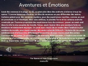 Aventures et motions Lass des vacances la plage