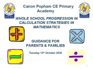 Canon Popham CE Primary Academy WHOLE SCHOOL PROGRESSION