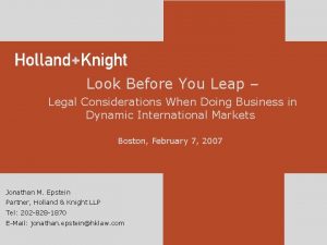 Look Before You Leap Legal Considerations When Doing