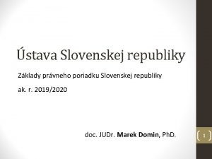 stava Slovenskej republiky Zklady prvneho poriadku Slovenskej republiky
