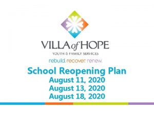 School Reopening Plan August 11 2020 August 13