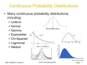 Continuous Probability Distributions Many continuous probability distributions including