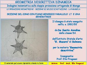 GEOMETRIA DESCRITTIVA DINAMICA Indagine insiemistica sulla doppia proiezione