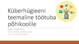 Kberhgieeni teemaline ttuba phikoolile MARGI T TAM MEOR