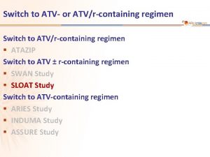 Switch to ATV or ATVrcontaining regimen Switch to