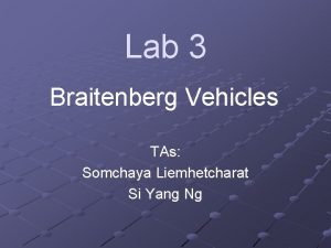 Lab 3 Braitenberg Vehicles TAs Somchaya Liemhetcharat Si