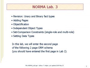 NORMA Lab 3 Revision Unary and Binary fact