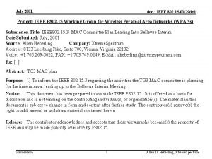 July 2001 doc IEEE 802 15 01296 r