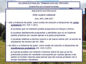 DILIGENCIAS FINALES TERMINACIN DEL PROCESO Soledad Ruiz de