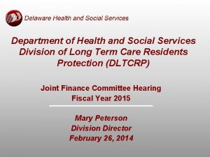 Department of Health and Social Services Division of