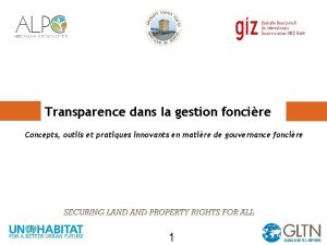 Transparence dans la gestion foncire Concepts outils et