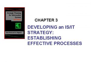 Strategic Planning for Information Systems Third Edition John