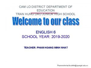 CAM LO DISTRICT DEPARTMENT OF EDUCATION TRAN HUNG