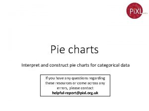Pie charts Interpret and construct pie charts for