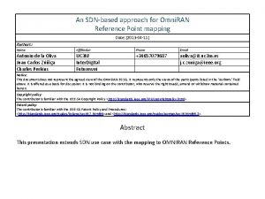 An SDNbased approach for Omni RAN Reference Point