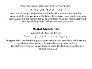 Abu Hurairah ra Rasul saw Allah swt berfirman