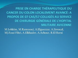 PRISE EN CHARGE THRAPEUTIQUE DU CANCER DU COLON