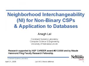 Neighborhood Interchangeability NI for NonBinary CSPs Application to